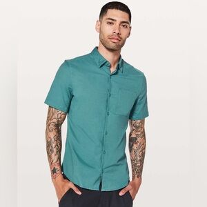 Lululemon All Town Short Sleeve Buttondown Shirt Teal Green Size Small